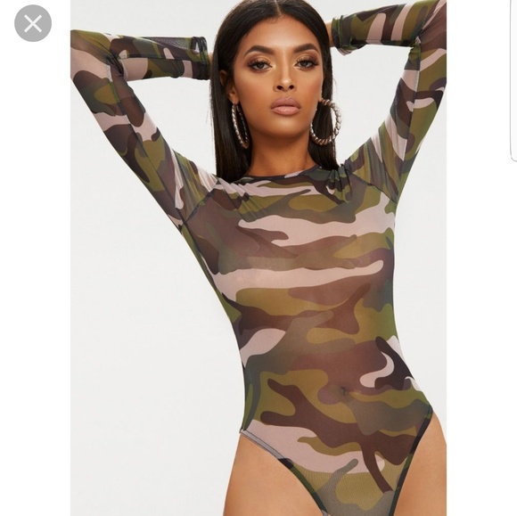 no brand Tops - Long Sleeve Camo Bodysuit